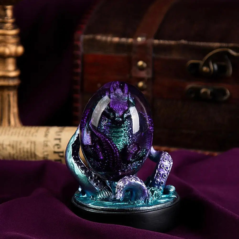 Resin Purple Lava Dragon Egg Purple Octopus Eight Claw Base Ornaments Resin Crafts Gifts To Friends For Desktop Ornaments Gifts